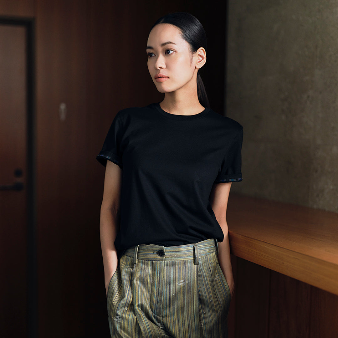 絣コットンTシャツ