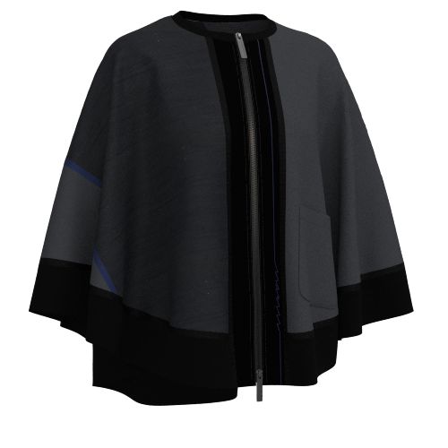 KIMONO Knit Circle Cape Black