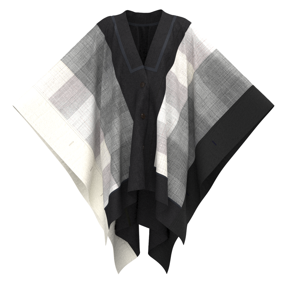 KAMUI - 下井紬 組織横段 墨白