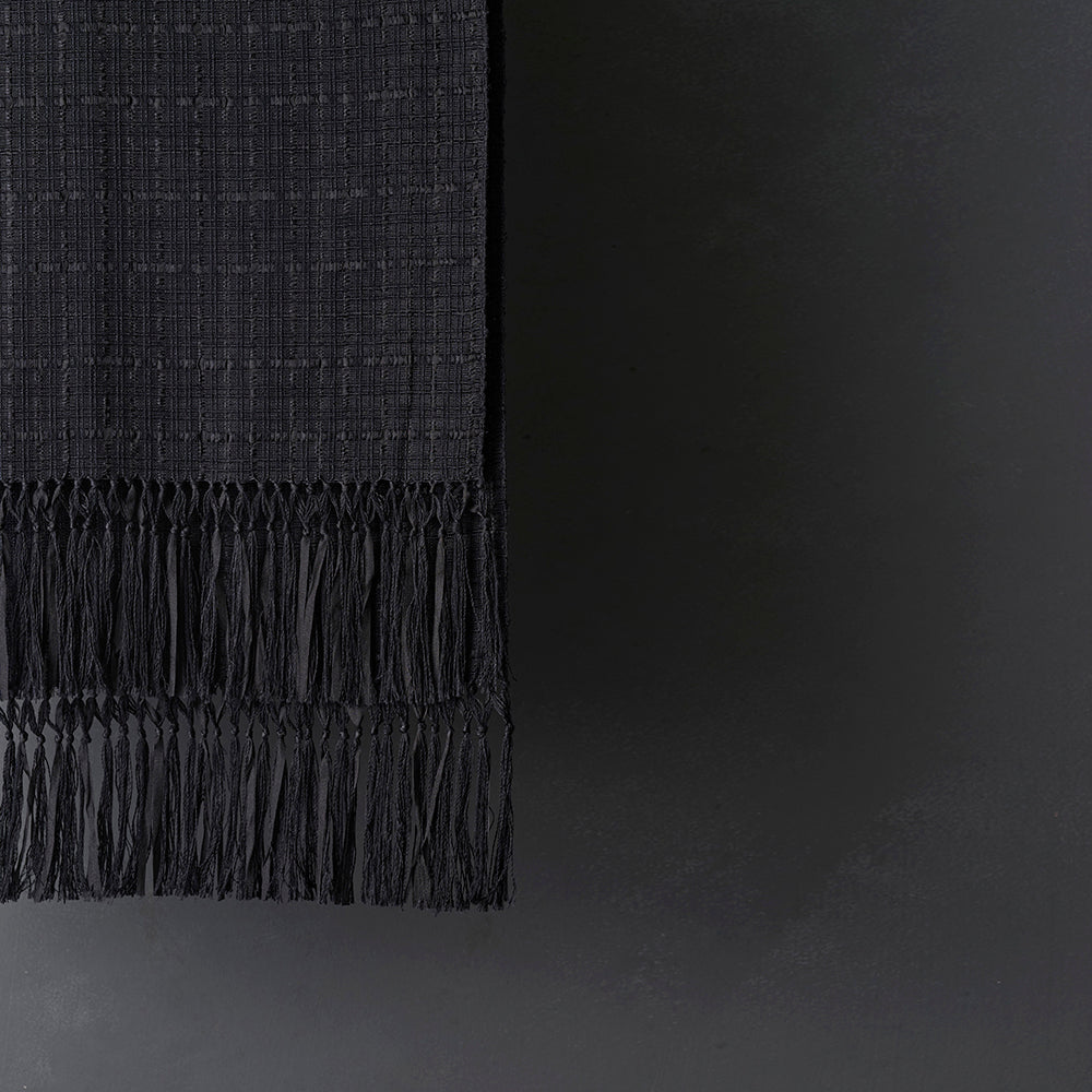 Fringe scarf, silk cord weave (black)
