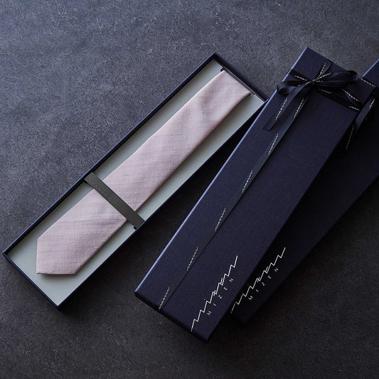 Slash tie/Men's Ishishita Yuki Tsumugi, plain pink