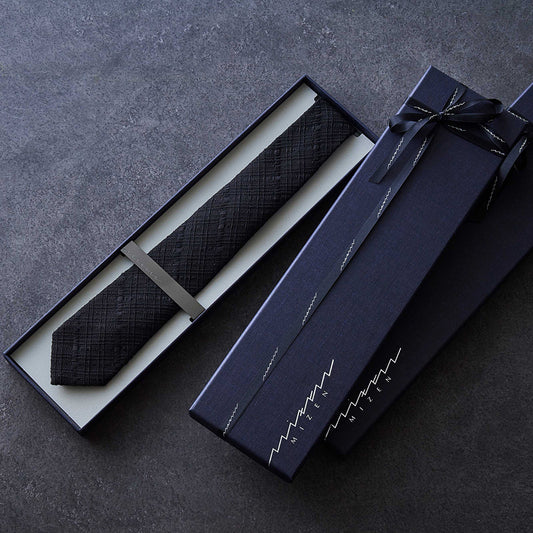 Slash tie/men's silk ribbon weave (ribbon weave) "black"