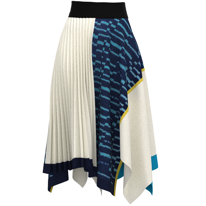 KIMONO knit asymmetric pleated skirt