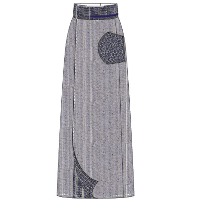 Tekasuri silk denim wrap skirt / 3