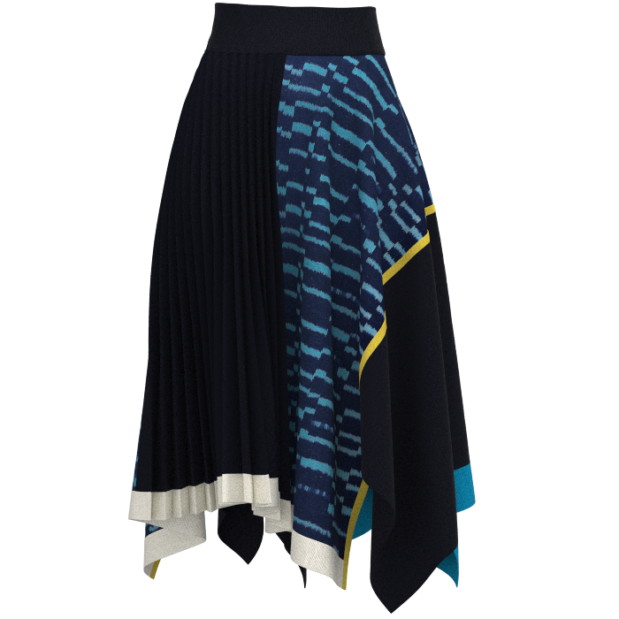 KIMONO knit asymmetric pleated skirt