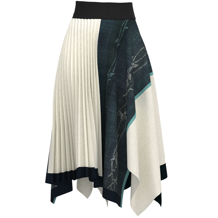 KIMONO knit asymmetric pleated skirt