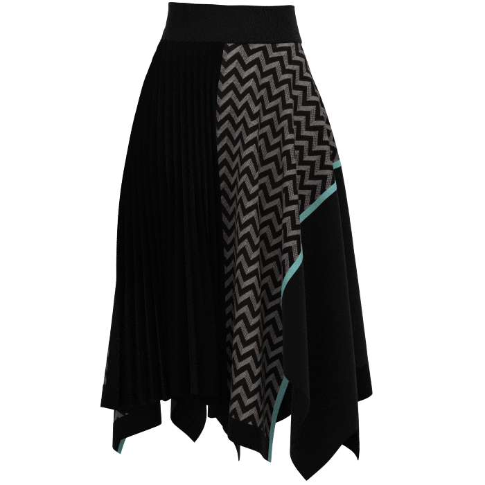 KIMONO knit asymmetric pleated skirt