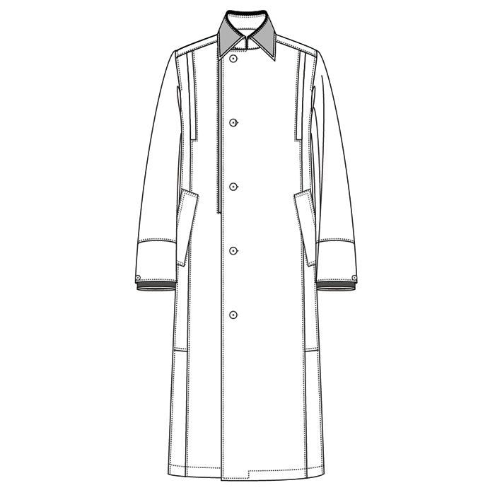Ladies' Long Coat Natsuushi Kubi Tsumugi Original Horizontal Kasuri (Blueberry)