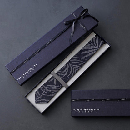 Slash tie - Authentic Oshima Tsumugi Fern Mud Blue