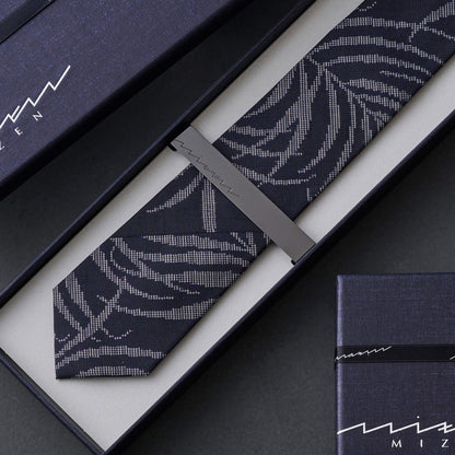 Slash tie - Authentic Oshima Tsumugi Fern Mud Blue