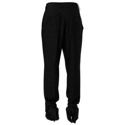 Double Cuff Tapered Pants - Kanda Wool Black