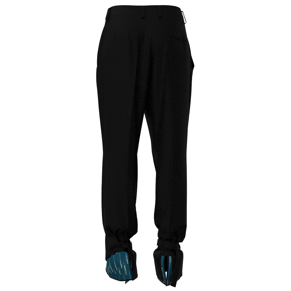 Double Cuff Tapered Pants - Kanda Wool Black