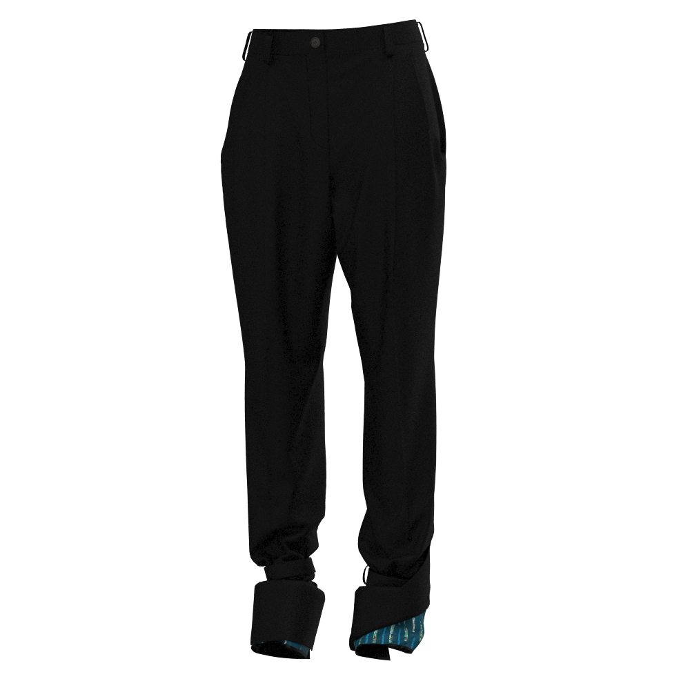 Double Cuff Tapered Pants - Kanda Wool Black