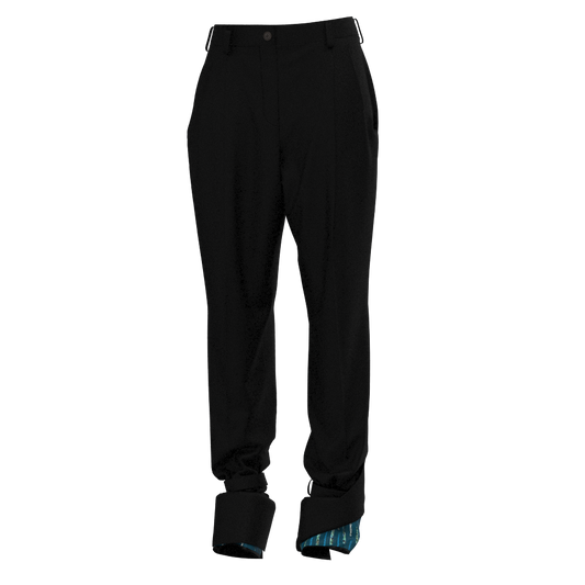 Double Cuff Tapered Pants - Kanda Wool Black