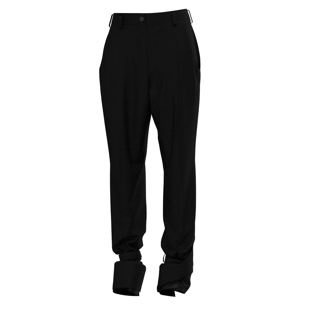 Double Cuff Tapered Pants - Kanda Wool Black