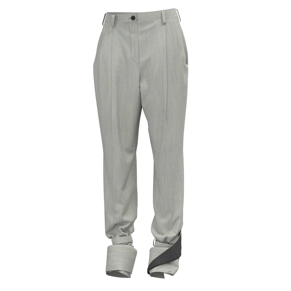 Double-Cuffed Tapered Pants - Chuden Weave Random Vertical Kasuri Rain