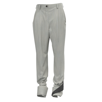 Double-Cuffed Tapered Pants - Chuden Weave Random Vertical Kasuri Rain