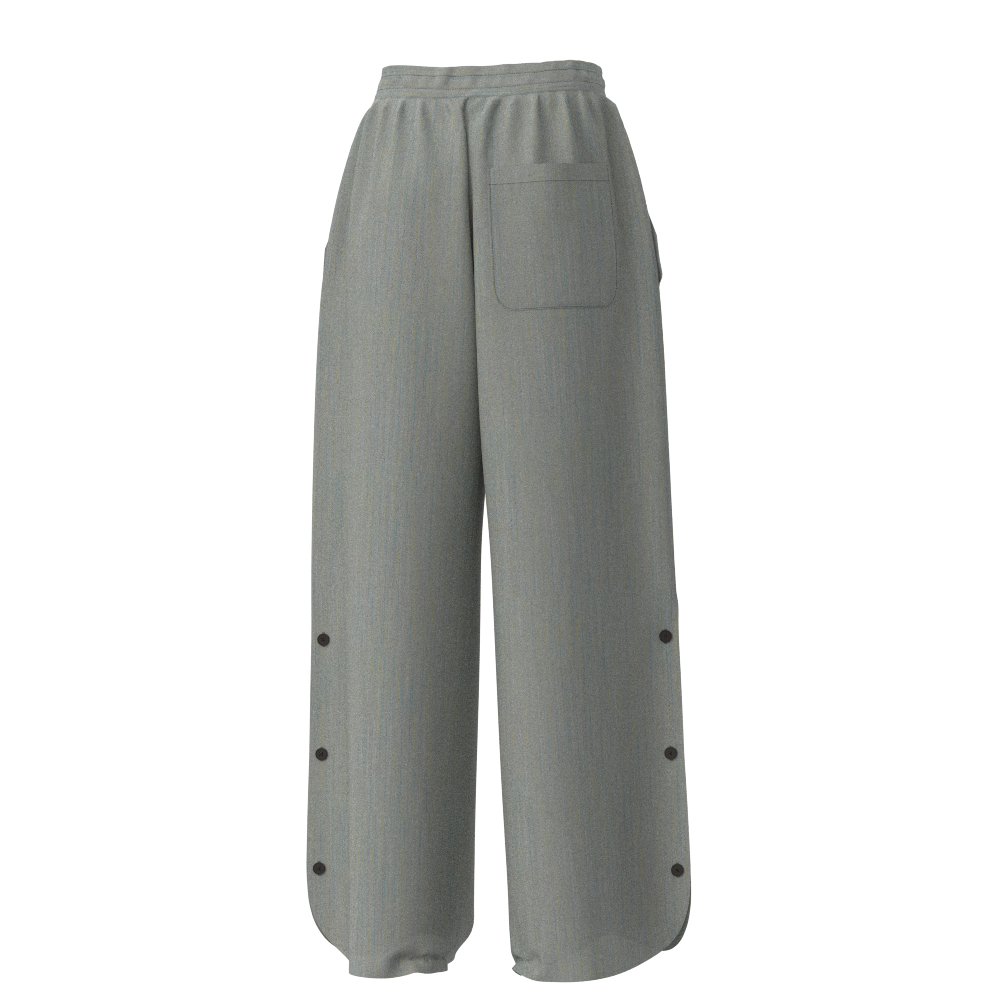 Side Button Open Pants - Chudenmouori Random Vertical Kasuri Overlay Rain