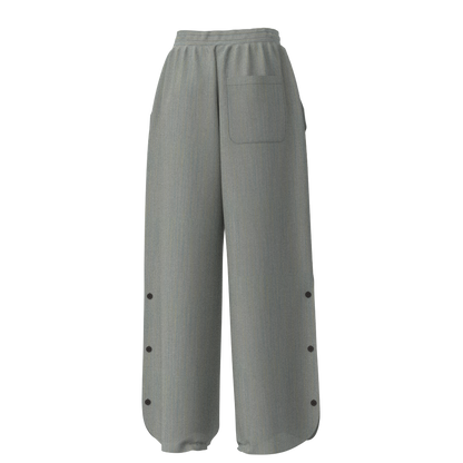 Side Button Open Pants - Chudenmouori Random Vertical Kasuri Overlay Rain