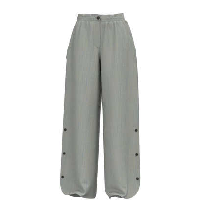 Side Button Open Pants - Chudenmouori Random Vertical Kasuri Overlay Rain