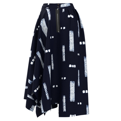 Sash Asymmetric Gathered Skirt - Arimatsu Narumi Shibori "Sho"