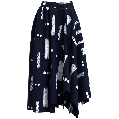 Sash Asymmetric Gathered Skirt - Arimatsu Narumi Shibori "Sho"