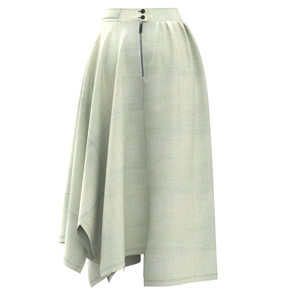 Sash Asymmetric Gathered Skirt - Omi Chijimi "Sho"
