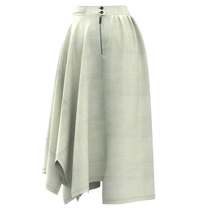 Sash Asymmetric Gathered Skirt - Omi Chijimi "Sho"