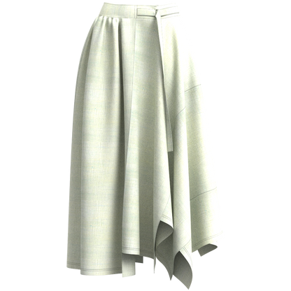 Sash Asymmetric Gathered Skirt - Omi Chijimi "Sho"