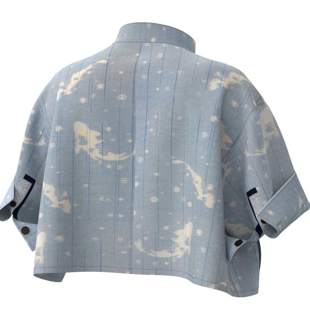 Short Shirt Blouson - Arimatsu Narumi Shibori "Sho" Mokume Maki Nui Koboshi Shibori