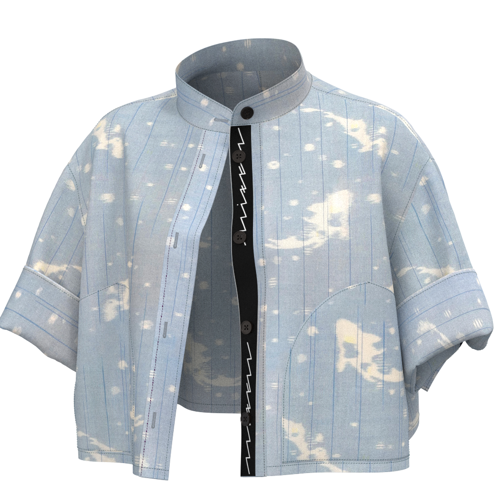 Short Shirt Blouson - Arimatsu Narumi Shibori "Sho" Mokume Maki Nui Koboshi Shibori