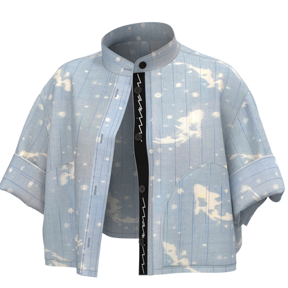 Short Shirt Blouson - Arimatsu Narumi Shibori "Sho" Mokume Maki Nui Koboshi Shibori
