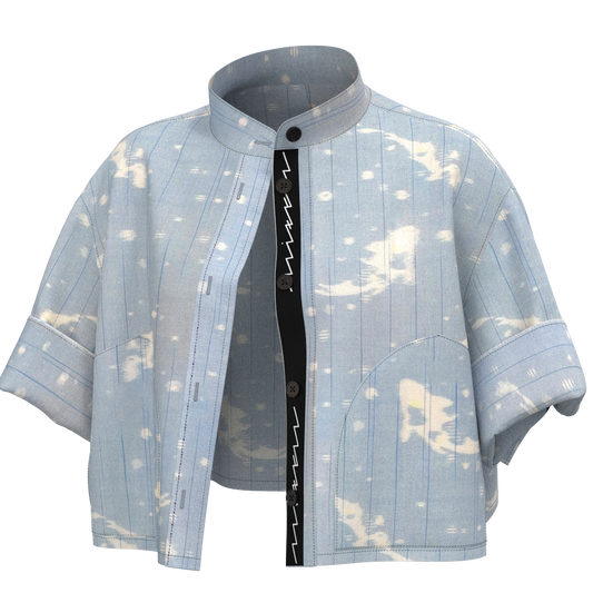 Short Shirt Blouson - Arimatsu Narumi Shibori "Sho" Mokume Maki Nui Koboshi Shibori