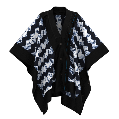 背中KIMONOニットスクエアケープ