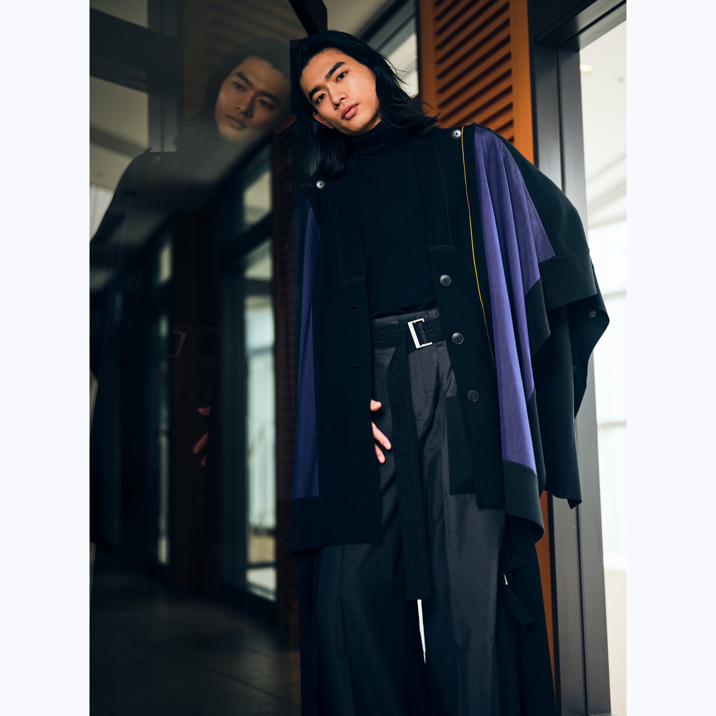 KAMUI - 牛首紬「勝」ランダムタテ絣フラシ雨