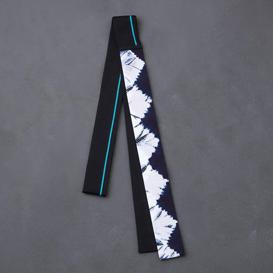 KIMONOニット タイダブル - 有松鳴海絞「勝」雁木杢目鎧段竜巻き絞り