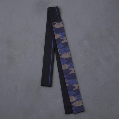 KIMONOニット タイダブル - いしげ結城紬「勝」縦絣矢羽根柄