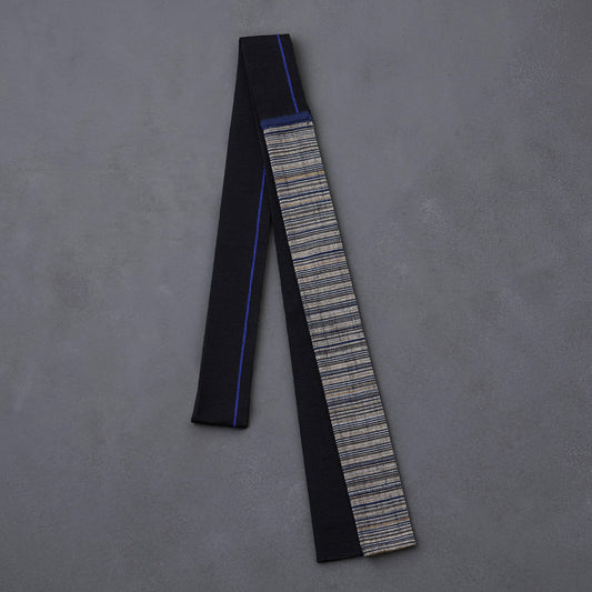 KIMONOニット タイダブル - 久留米絣 矢鱈縞(※ニット部分:ウール使用)