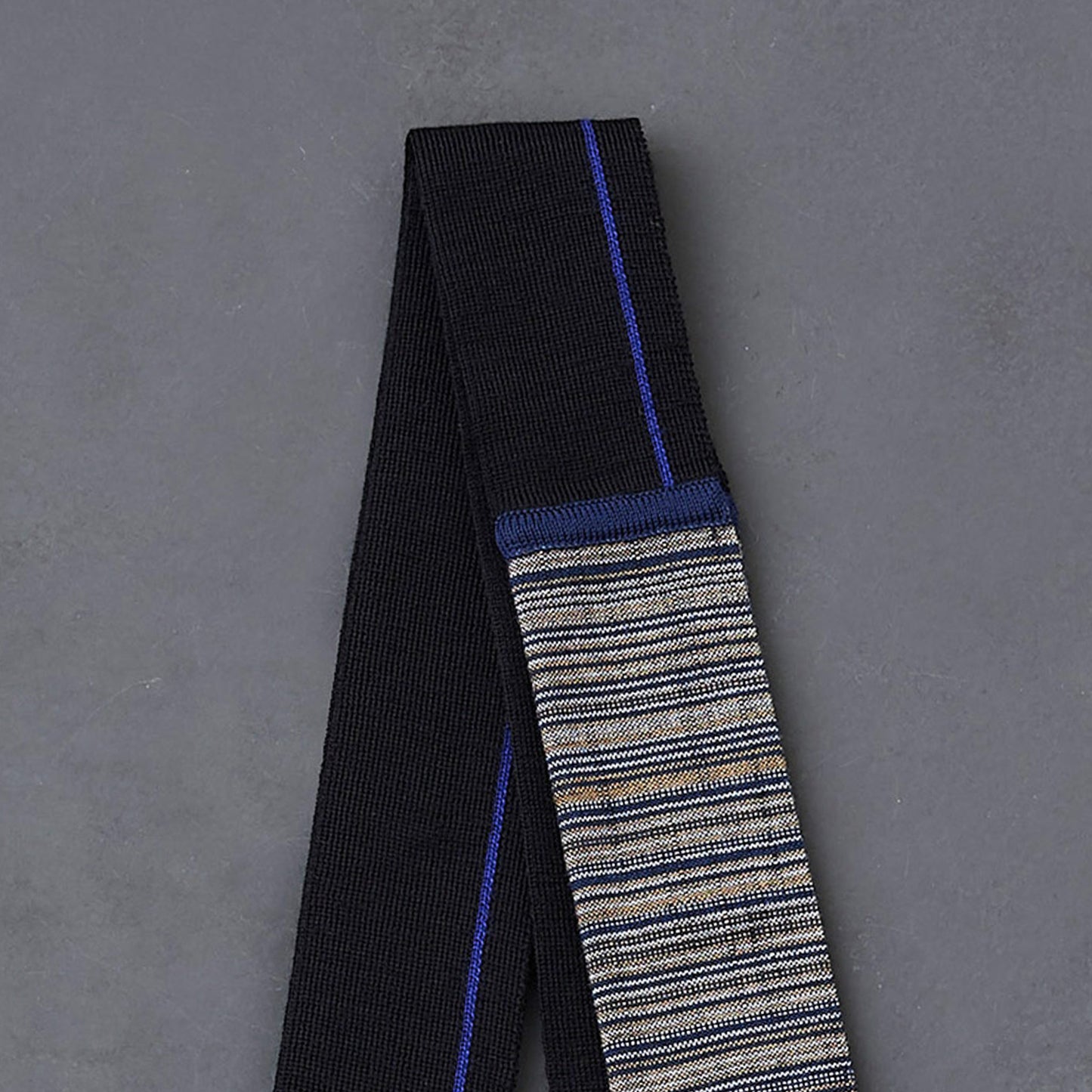 KIMONOニット タイダブル - 久留米絣 矢鱈縞(※ニット部分:ウール使用)