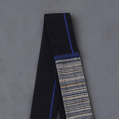 KIMONOニット タイダブル - 久留米絣 矢鱈縞(※ニット部分:ウール使用)