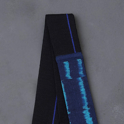 KIMONOニット タイダブル - 久留米絣 板絣(特)波ブロック(※ニット部分:ウール使用)