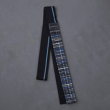 KIMONOニット タイダブル - 絹紐織　黒ミントグリーン(※ニット部分:強撚シルク糸使用)