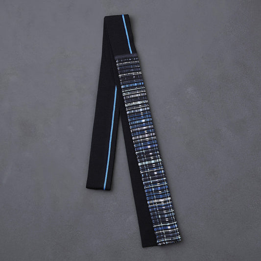 KIMONOニット タイダブル - 絹紐織　黒ミントグリーン(※ニット部分:強撚シルク糸使用)