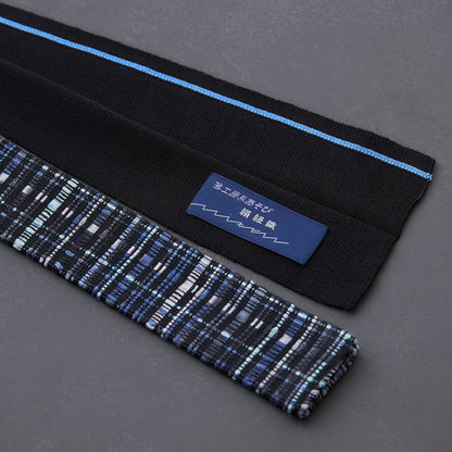 KIMONOニット タイダブル - 絹紐織　黒ミントグリーン(※ニット部分:強撚シルク糸使用)