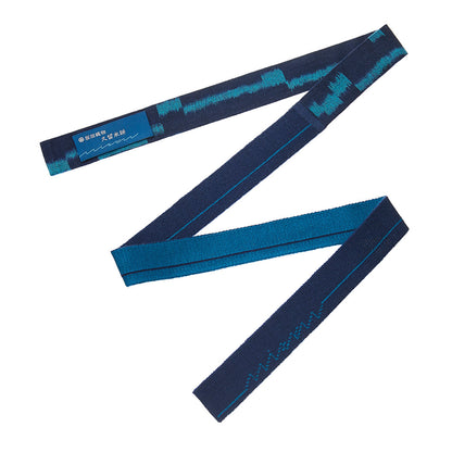 KIMONOニット　ミニタイ - 久留米絣 板絣(特)波ブロック(※ニット部分:ウール・シルク使用)