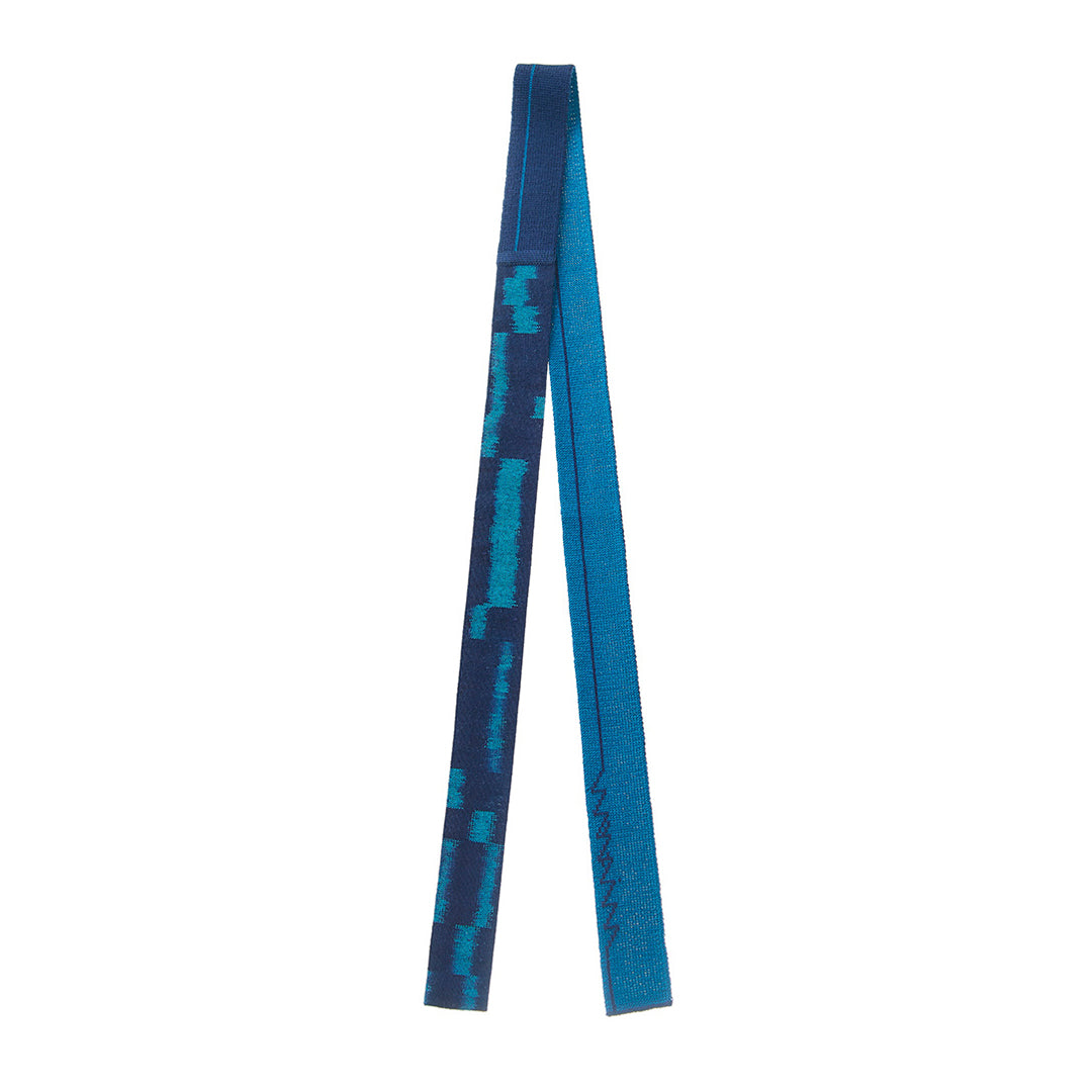 KIMONOニット　ミニタイ - 久留米絣 板絣(特)波ブロック(※ニット部分:ウール・シルク使用)