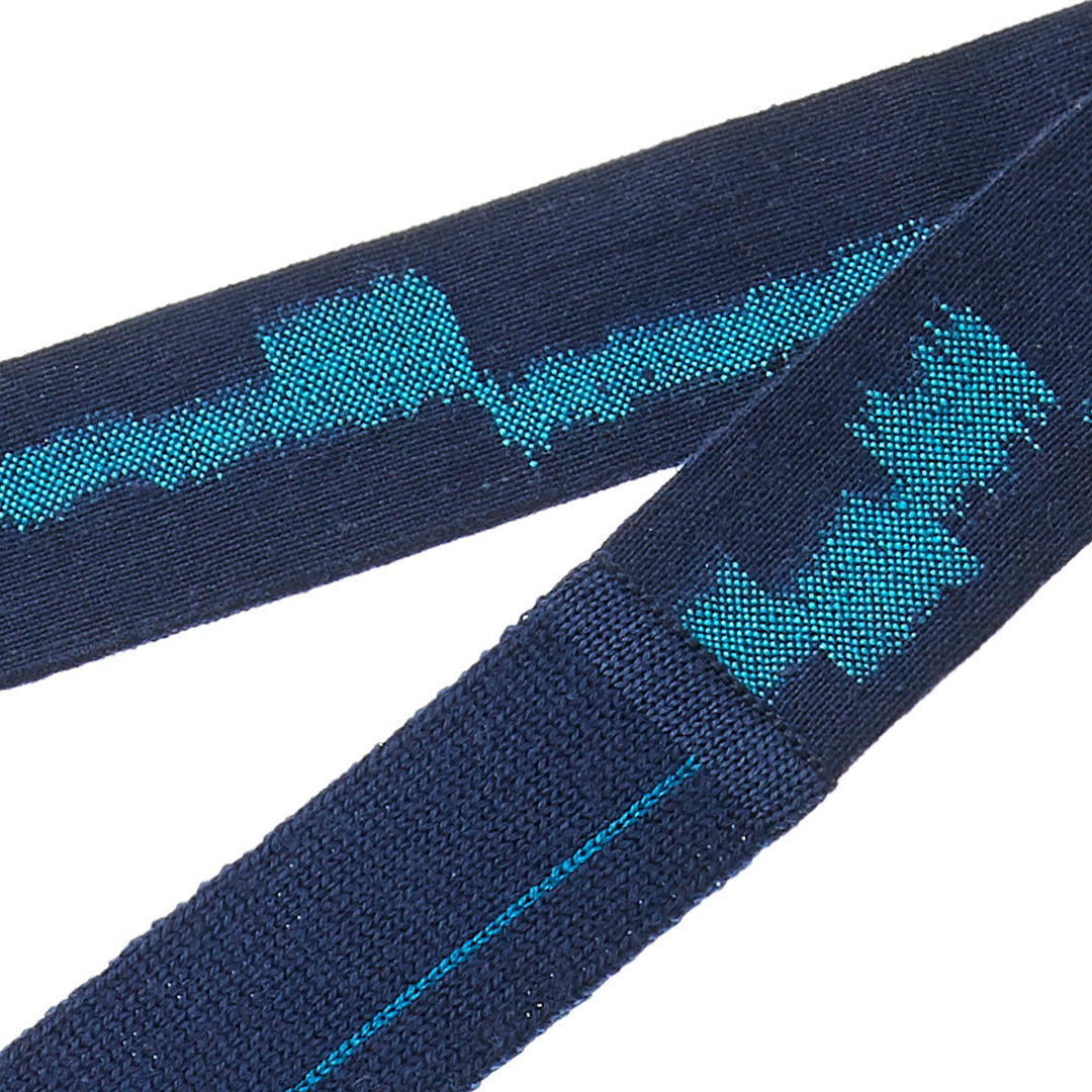 KIMONOニット　ミニタイ - 久留米絣 板絣(特)波ブロック(※ニット部分:ウール・シルク使用)