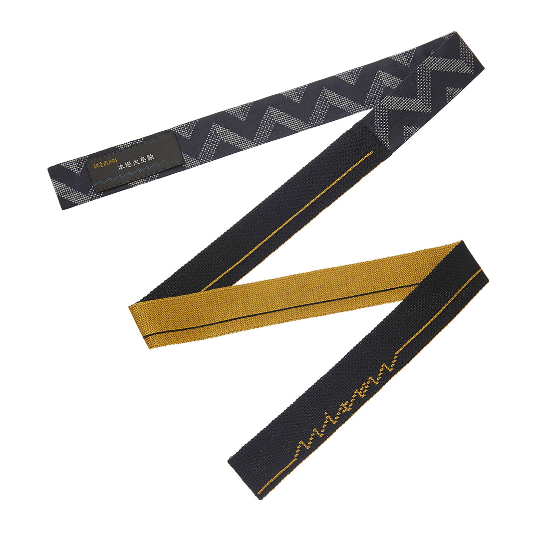 KIMONOニット　ミニタイ - 本場大島紬　蘇鉄　泥藍