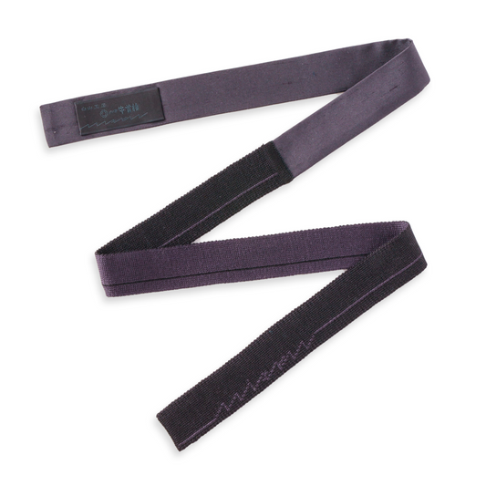 KIMONOニット　ミニタイ - 牛首紬　男物先染め無地「黒」