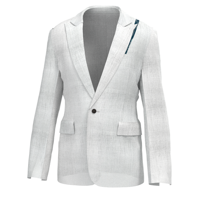 Peak lapel jacket - Omi Chijimi 100% Linen White